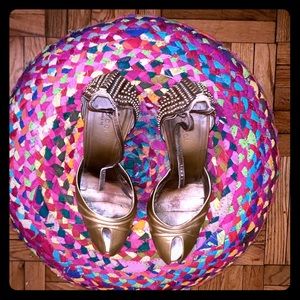 Gold Gucci Strap Shoes